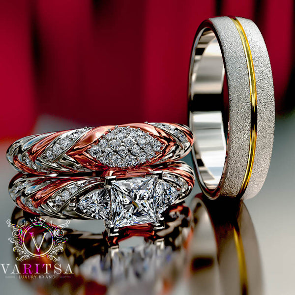 1.36ct Diamond Twist Design Complete Wedding Set - 02US77